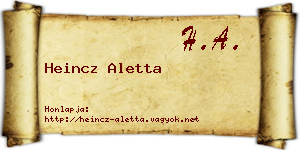 Heincz Aletta névjegykártya